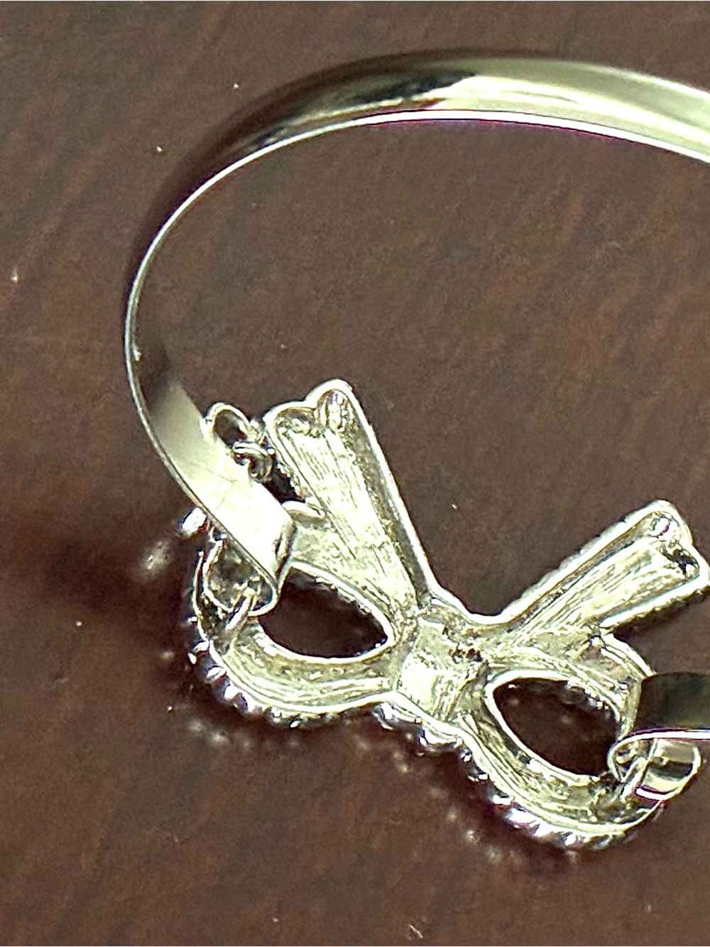 Betsey Johnson Silver Bow Crystal Bracelet with Heart Charm - Picture 5 of 5